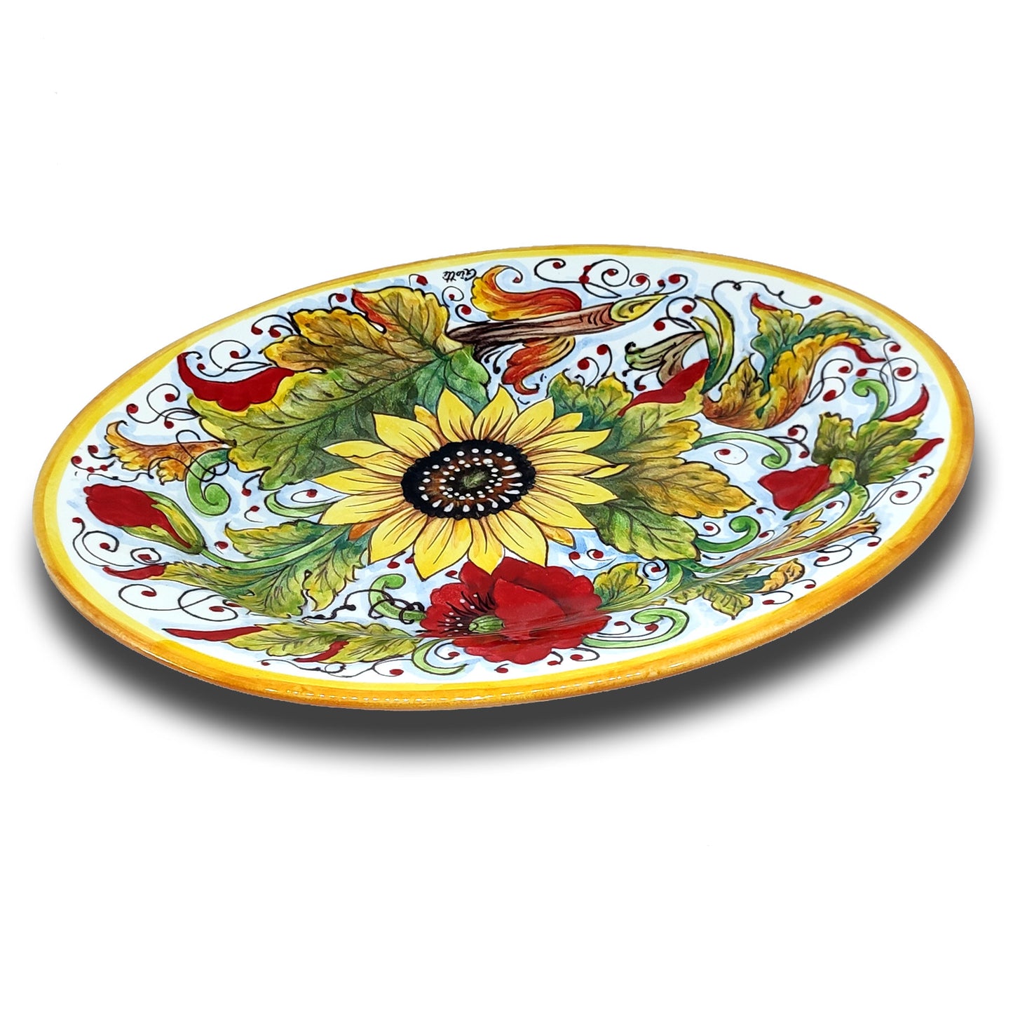 SunFlower and Poppies Oval Serving Tray