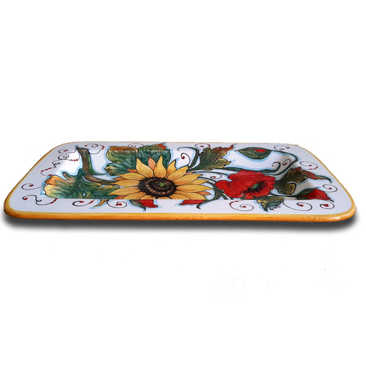 SunFlowers and Poppies Rectangular Tray