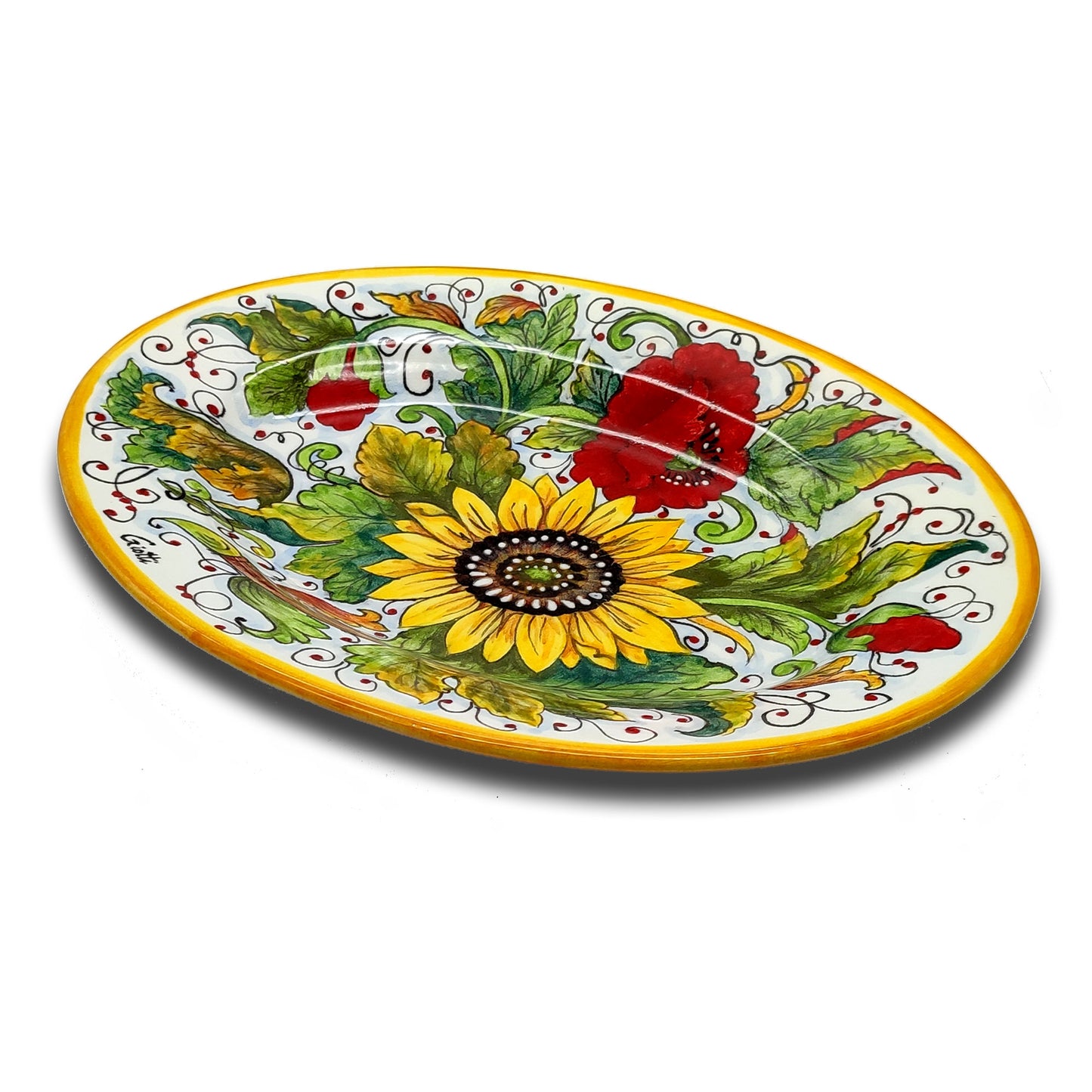 SunFlower and Poppies Oval Serving Tray