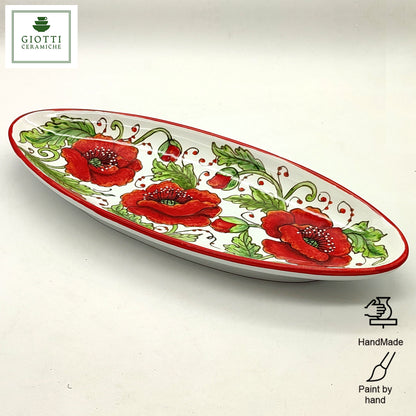 Val D'Orcia Poppies Oval Narrow Tray