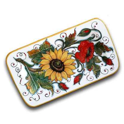 SunFlowers and Poppies Rectangular Tray