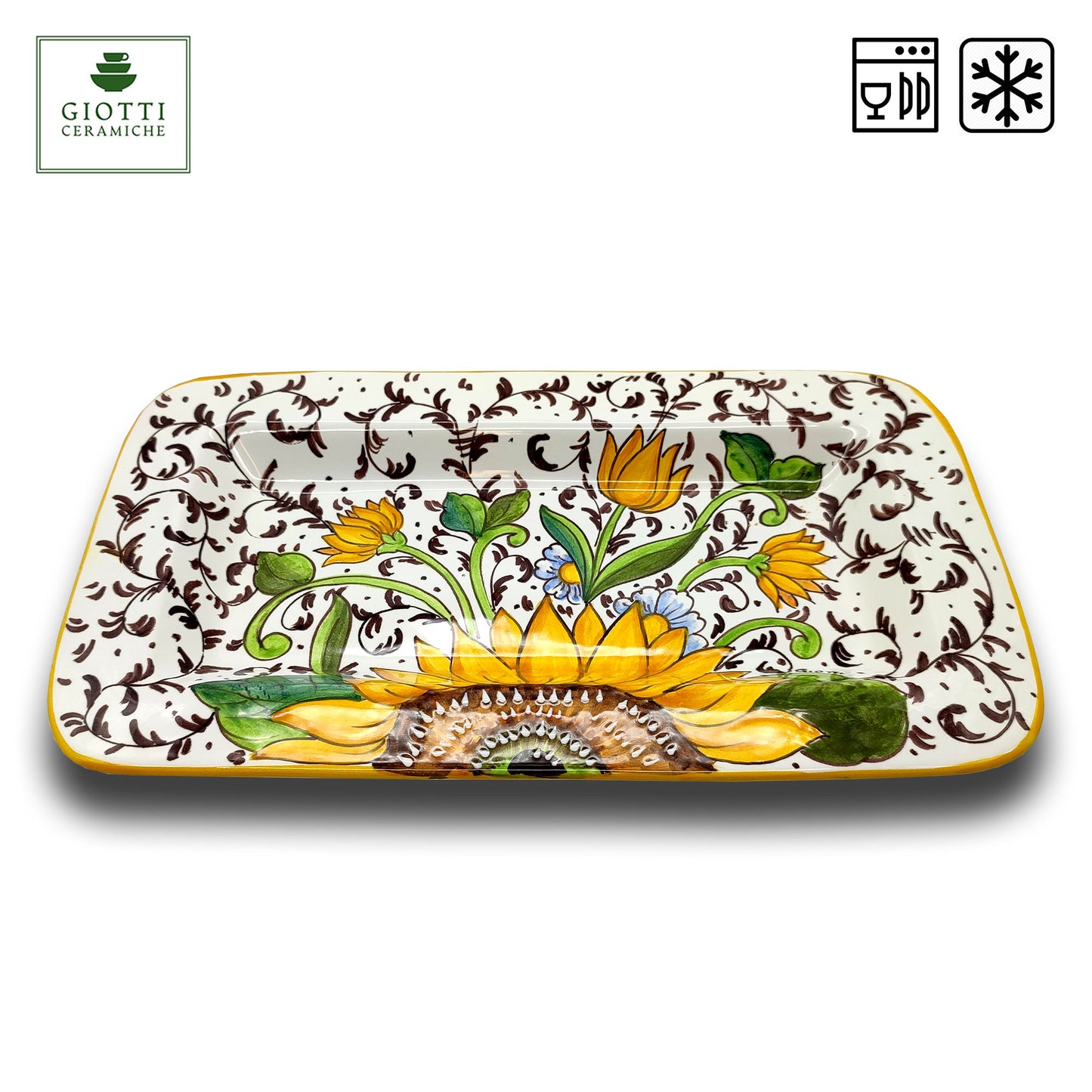 Bargino SunFlowers and Sparkle Serving Rectangular platter Tray