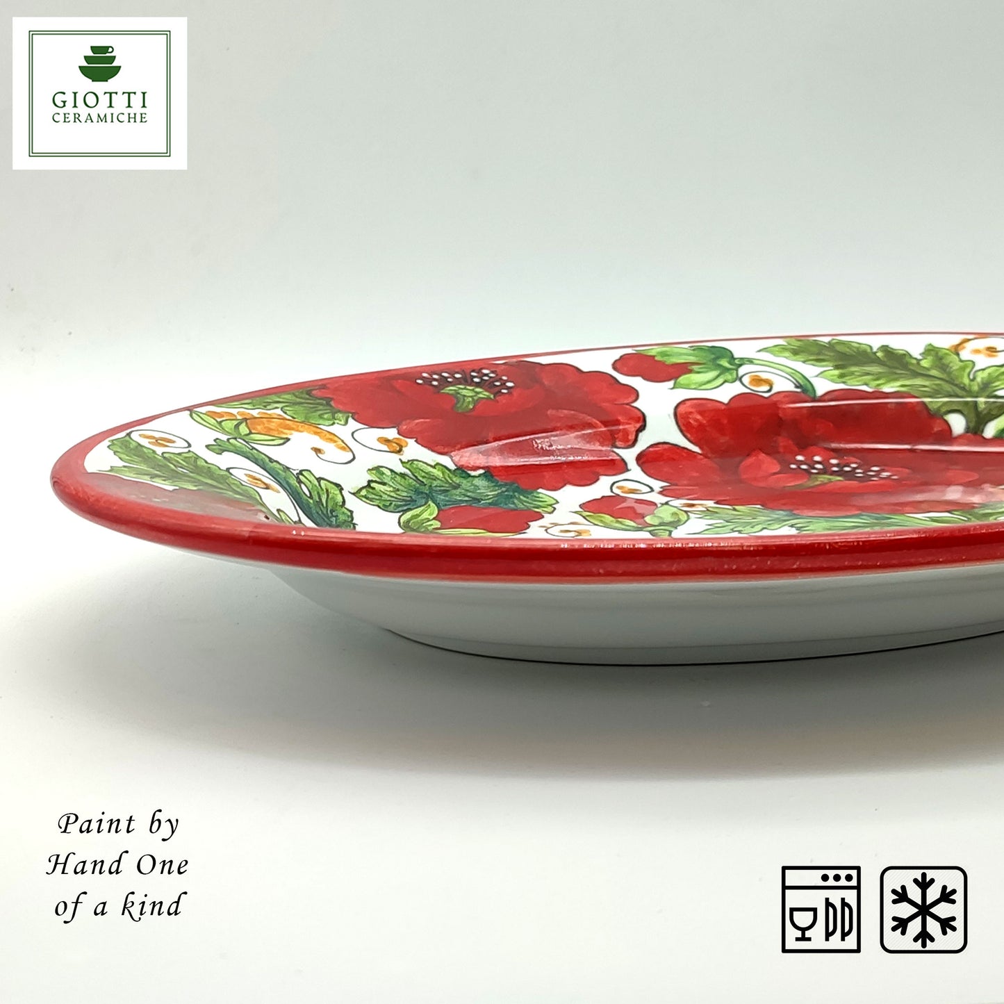 Val D'orcia Poppies Oval Serving Tray