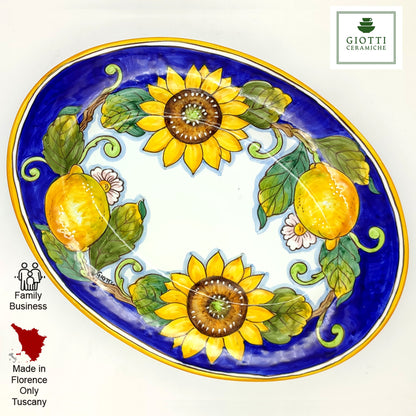 Tuscany SunFlower and Lemon Oval Serving Tray