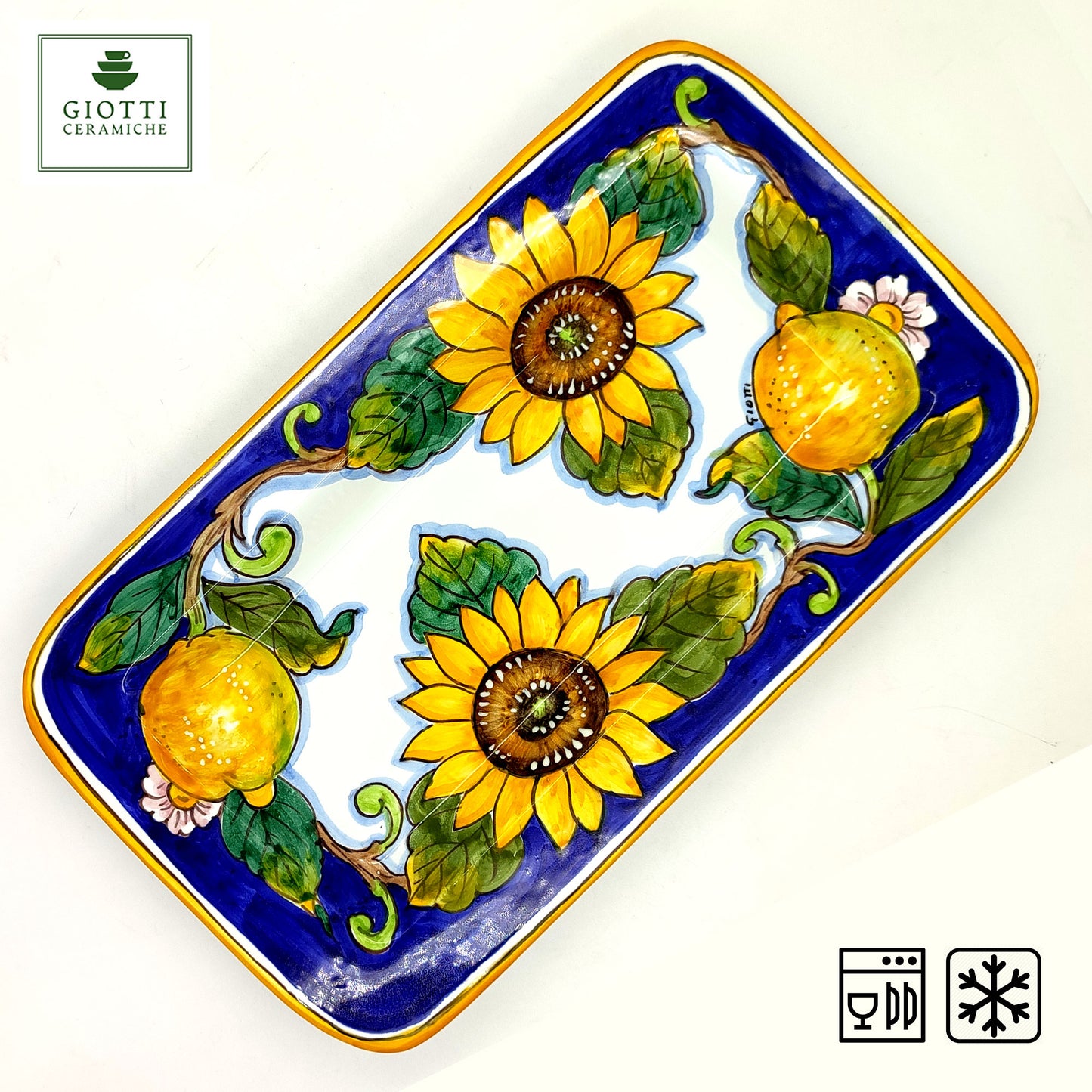 Tuscany SunFlower and Lemon Serving Rectangular Platter Tray