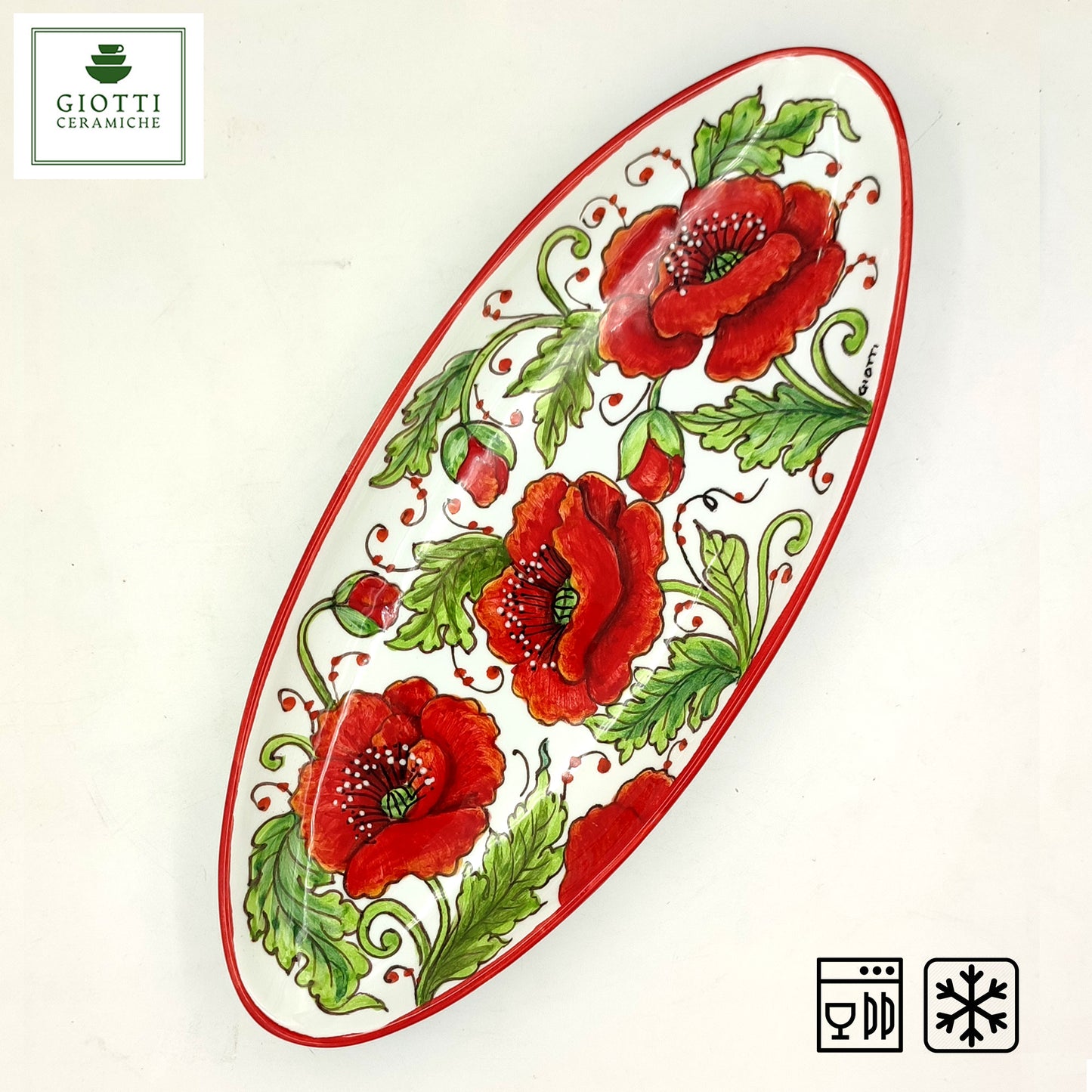 Val D'Orcia Poppies Oval Narrow Tray