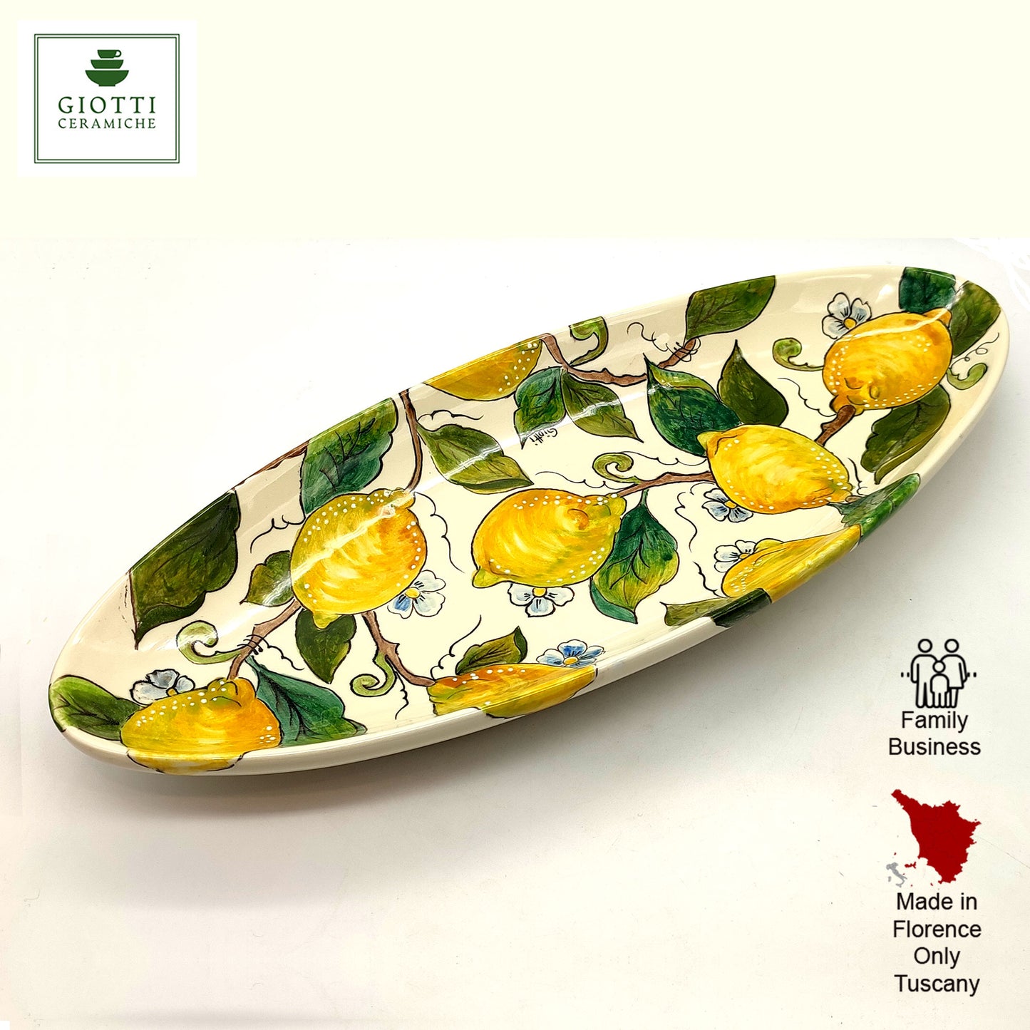 Badia Lemons and Lemons Oval Narrow Tray Long