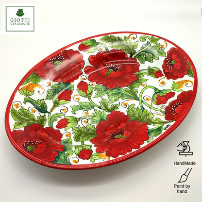 Val D'orcia Poppies Oval Serving Tray