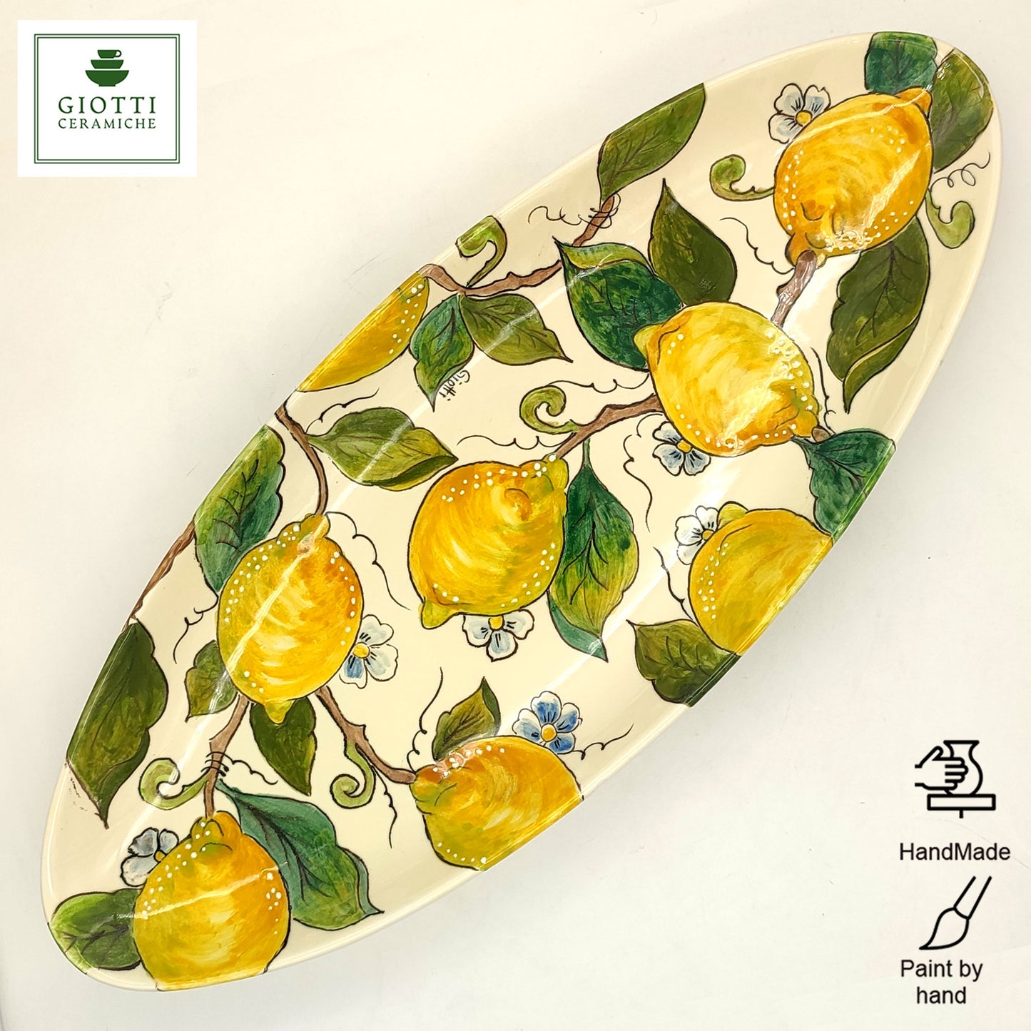 Badia Lemons and Lemons Oval Narrow Tray Long