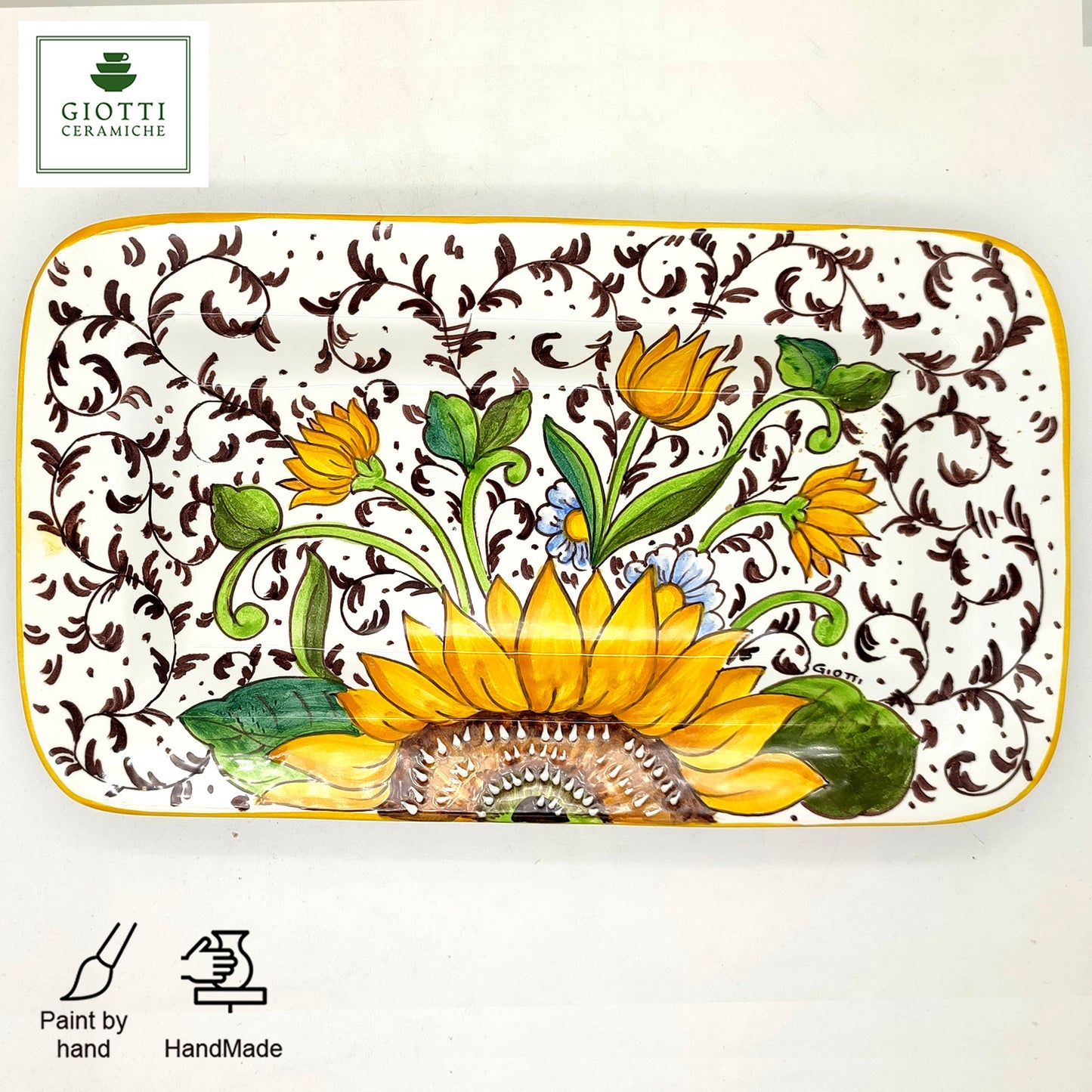 Bargino SunFlowers and Sparkle Serving Rectangular platter Tray