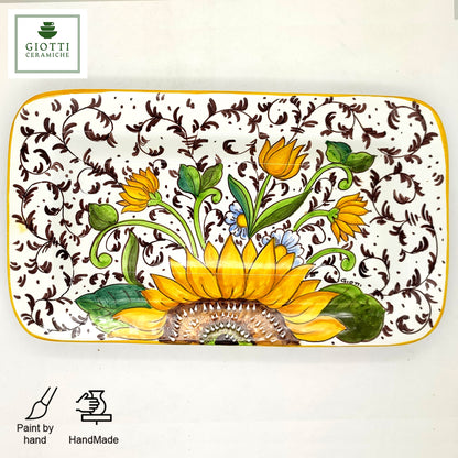 Bargino SunFlowers and Sparkle Serving Rectangular platter Tray