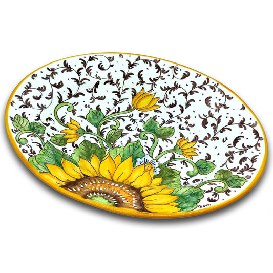 Bargino SunFlowers and Sparkle Oval Serving Tray