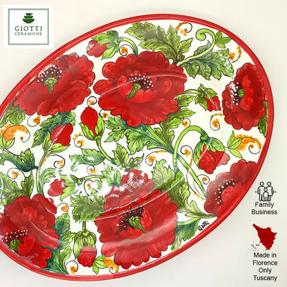 Val D'orcia Poppies Oval Serving Tray