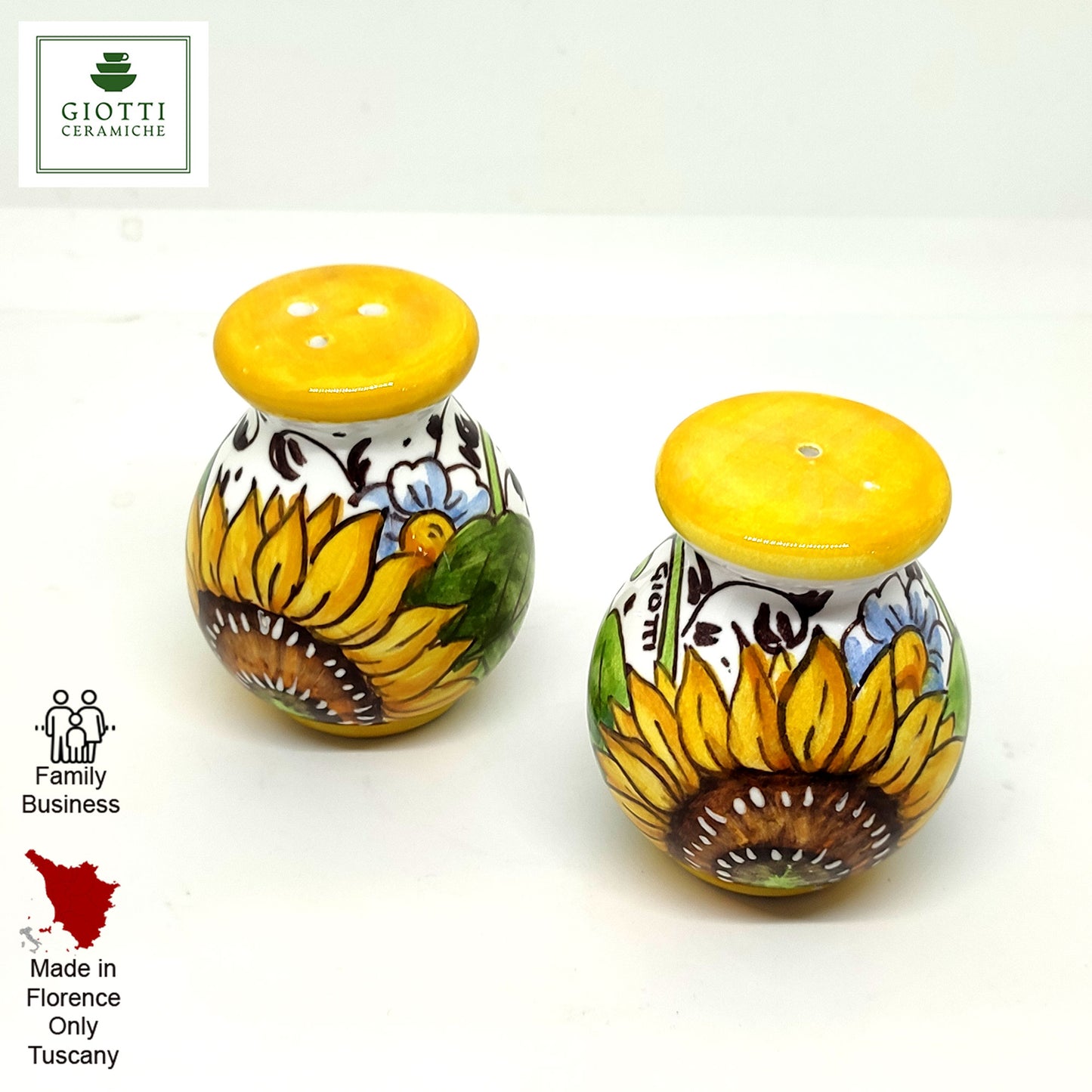 Bargino SunFlowers and Sparkle Seasoning Set Oil Vinegar Salt and Pepper