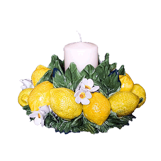 Lemons And Flowers Small CenterPiece with Candel