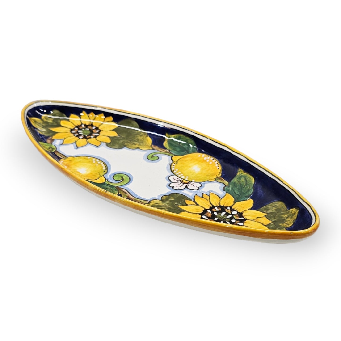 Tuscany SunFlower and Lemon Small Oval Narrow Tray