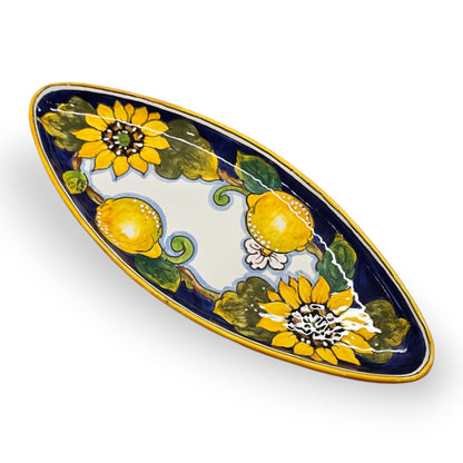 Tuscany SunFlower and Lemon Small Oval Narrow Tray