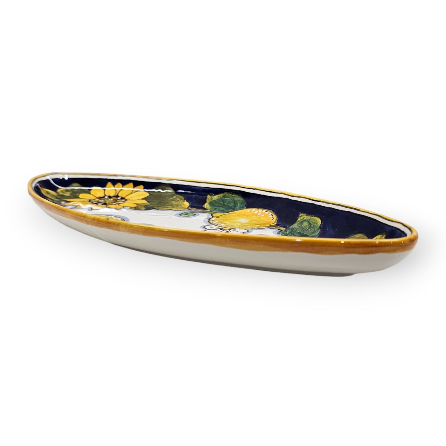 Tuscany SunFlower and Lemon Small Oval Narrow Tray