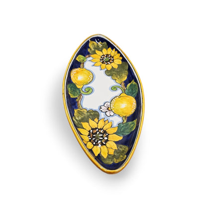 Tuscany SunFlower and Lemon Small Oval Narrow Tray