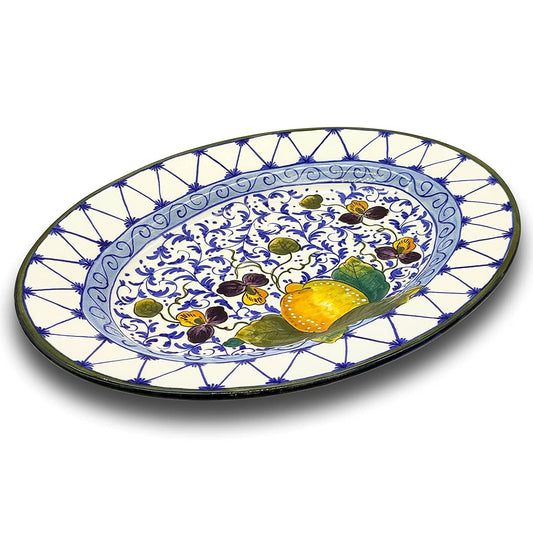 Elba Lemon Blue Curls Serving Tray