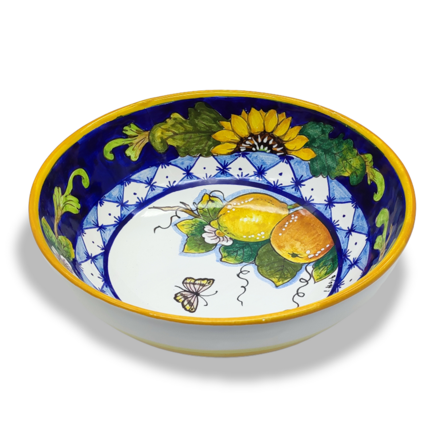 Monteriggioni Blue Sunflower Lemon and Orange ø 25cm Salad Bowl