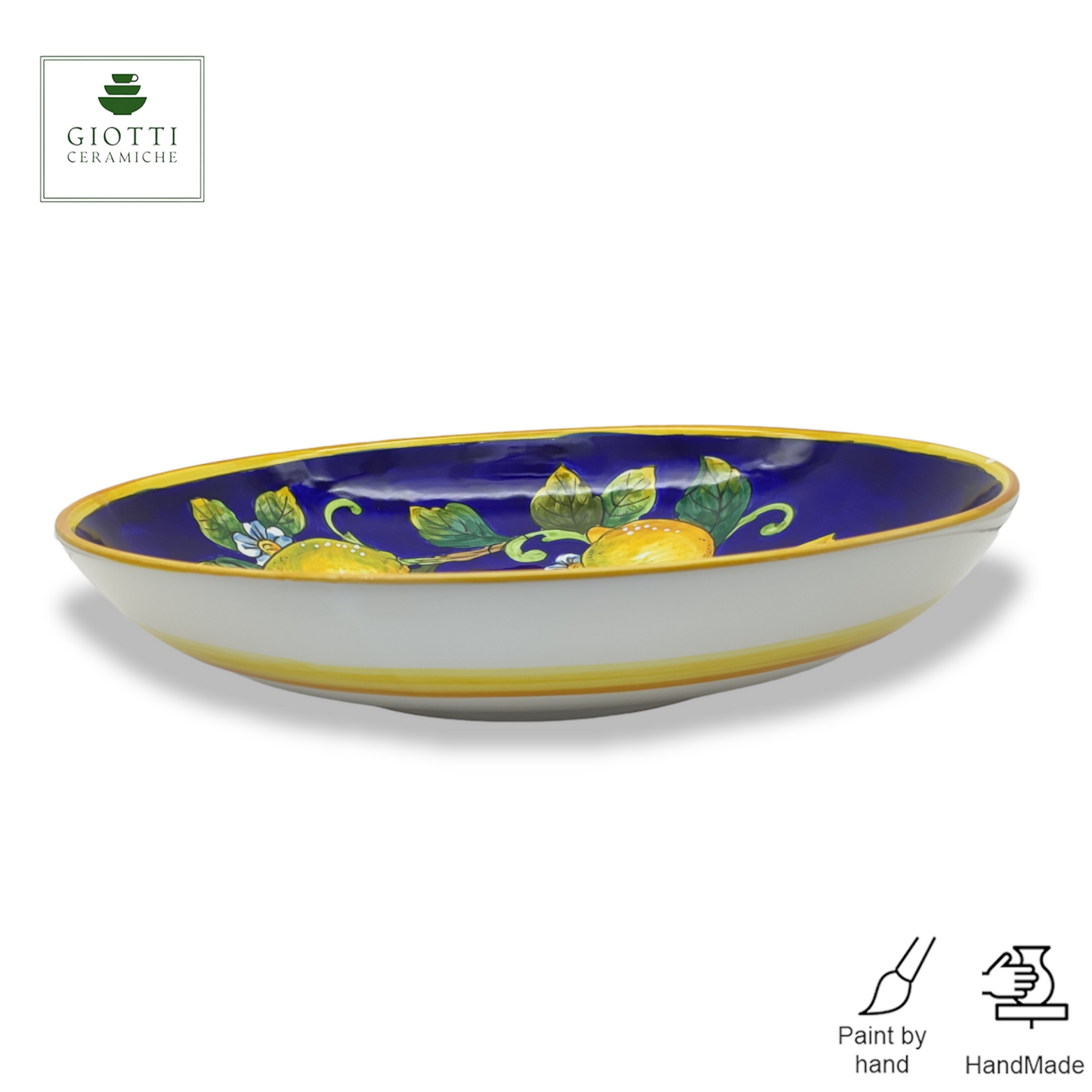 Lemon on Blue ø 35cm Low Salad Bowl