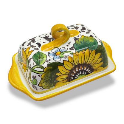 BARGINO SUNFLOWERS AND SPARKLE Butter Dish