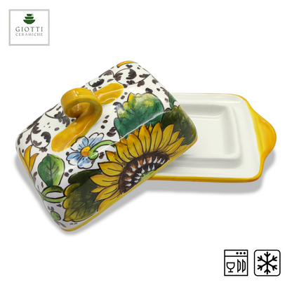 BARGINO SUNFLOWERS AND SPARKLE Butter Dish