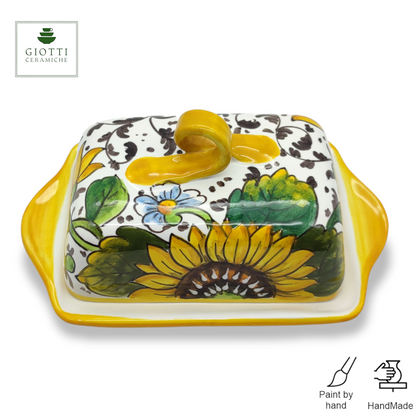 BARGINO SUNFLOWERS AND SPARKLE Butter Dish