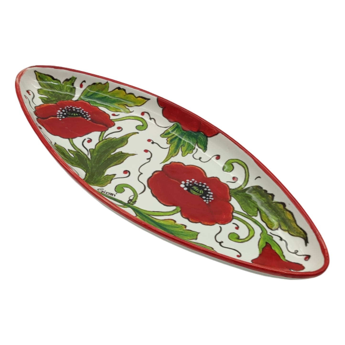 Val D'Orcia Poppies small Oval Narrow Tray