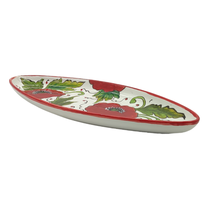 Val D'Orcia Poppies small Oval Narrow Tray