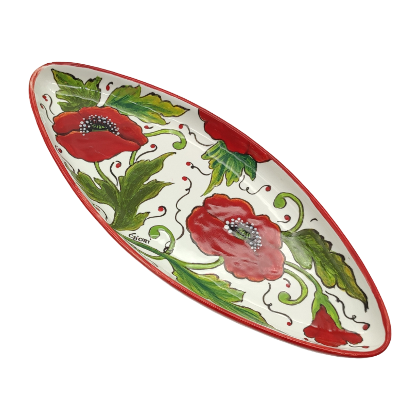 Val D'Orcia Poppies small Oval Narrow Tray