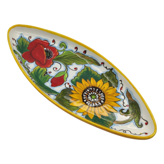 Girasoli e Papaveri Oval Narrow Tray Small