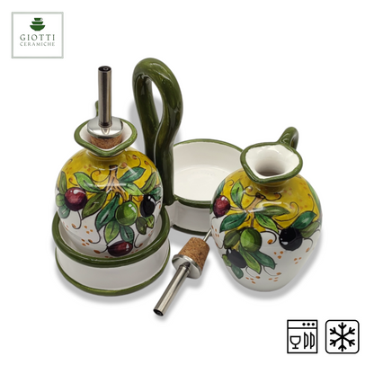 TORRE OLIVE GREEN LAYER Oil and Vinigar Set