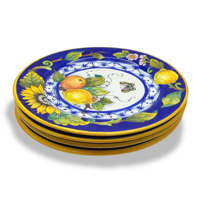 Monteriggioni Blue Sunflower Lemon and Orange Salad Plate 22cm