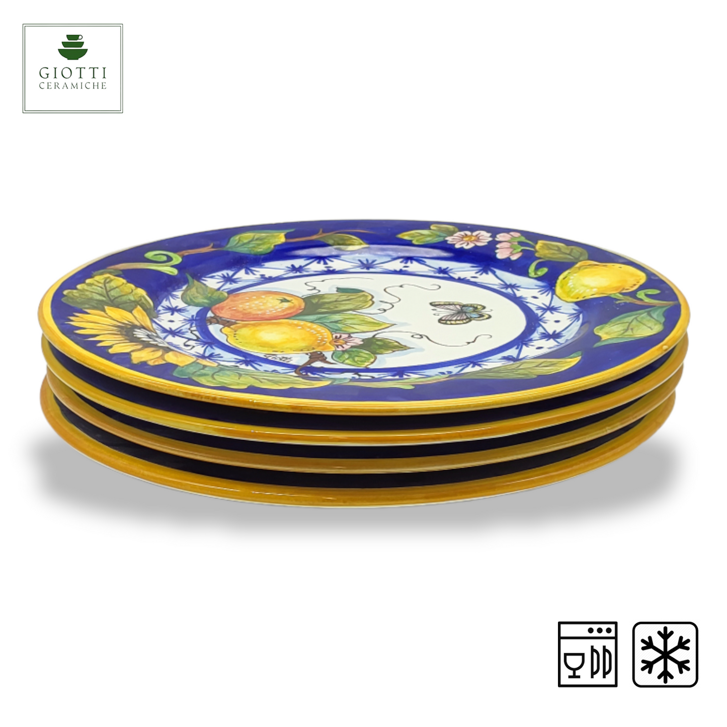 Monteriggioni Blue Sunflower Lemon and Orange Salad Plate 22cm