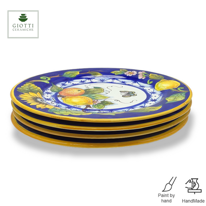 Monteriggioni Blue Sunflower Lemon and Orange Salad Plate 22cm