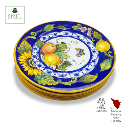 Monteriggioni Blue Sunflower Lemon and Orange Salad Plate 22cm