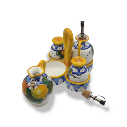 Ischia Orange and Lemons Seasoning Set Oil Vinegar Salt and Pepper