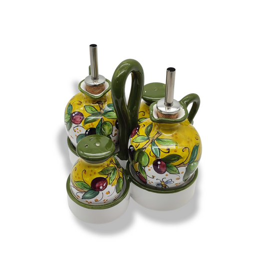 TORRE OLIVE GREEN LAYER Seasoning Set Oil Vinegar Salt and Pepper