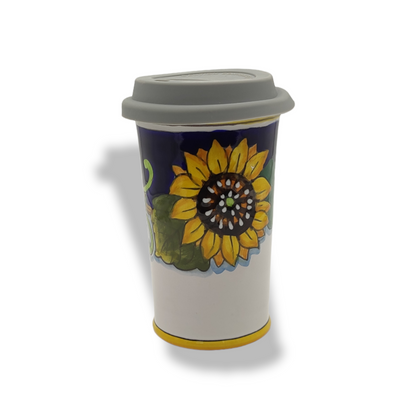 Tuscany SunFlower and Lemon Travel Coffee Cup with Lid