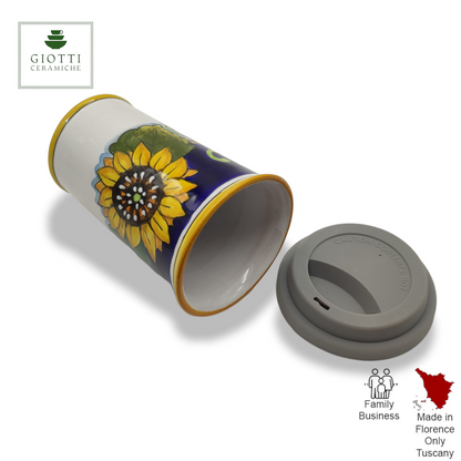 Tuscany SunFlower and Lemon Travel Coffee Cup with Lid