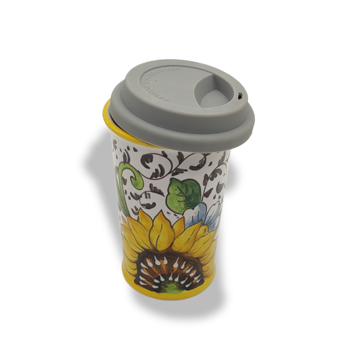 Bargino SunFlowers and Sparkle Travel Coffee Cup with Lid