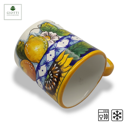 Monteriggioni Blue Sunflower Lemon and Orange Mug