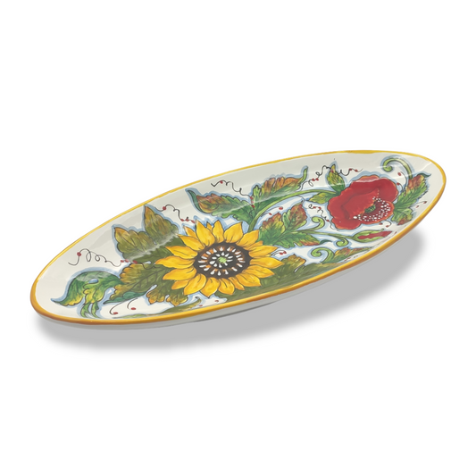 Girasoli e papaveri Oval Narrow Tray Medium