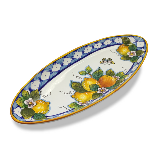 Ischia Orange and Lemons Oval Narrow Tray Long