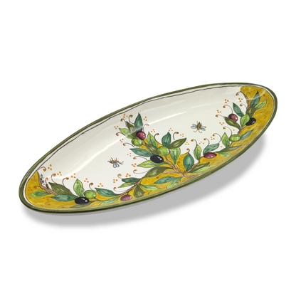 Torre Olive Green Layer Oval Narrow Tray Long