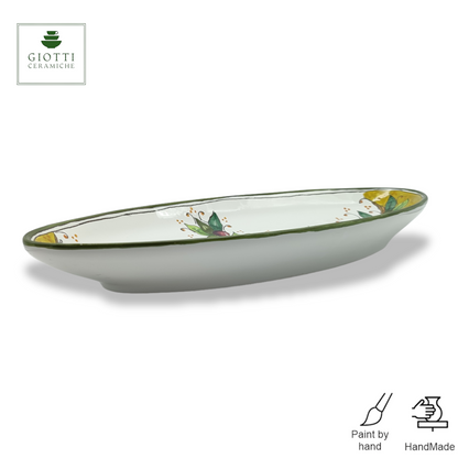 Torre Olive Green Layer Oval Narrow Tray Long