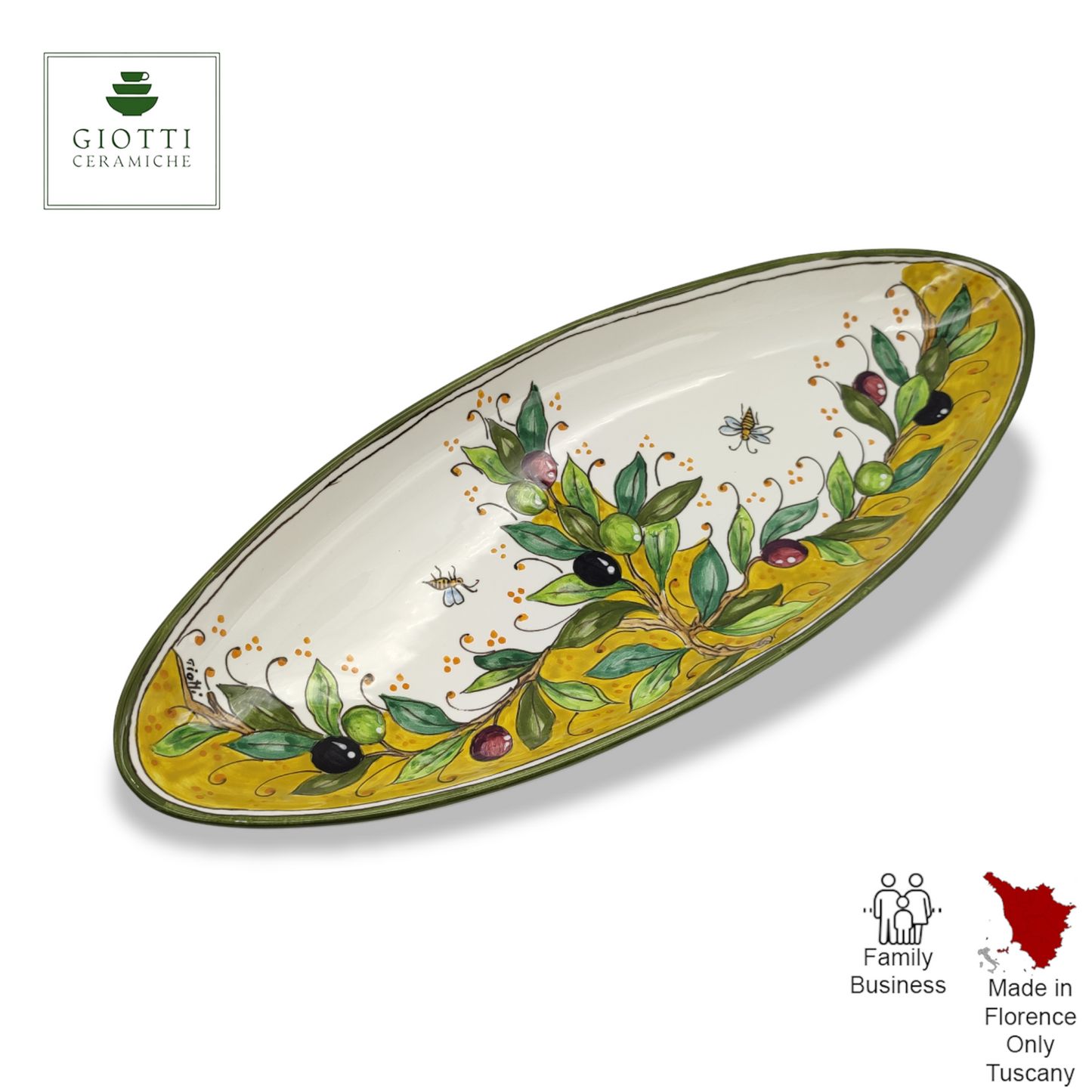 Torre Olive Green Layer Oval Narrow Tray Long