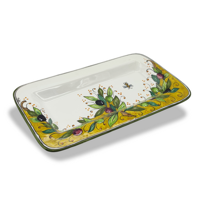 TORRE OLIVE GREEN LAYER Serving Rectangular platter Tray